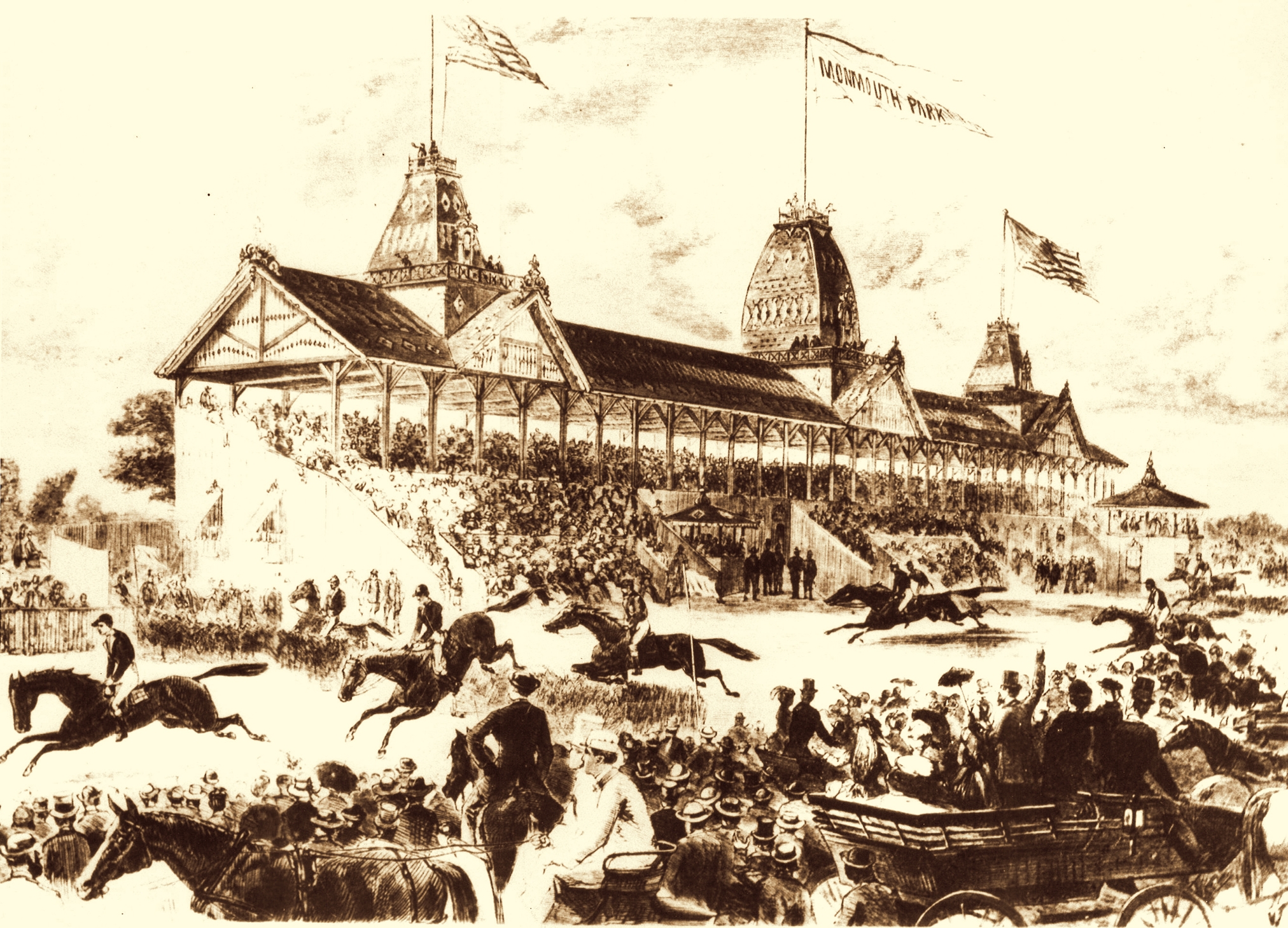 Graphic Illustration of Monmouth Park in Oceanport NJ from early 1900